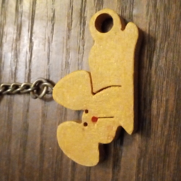 Vintage Double sided wooden mouse keychain - Picture 2 of 4